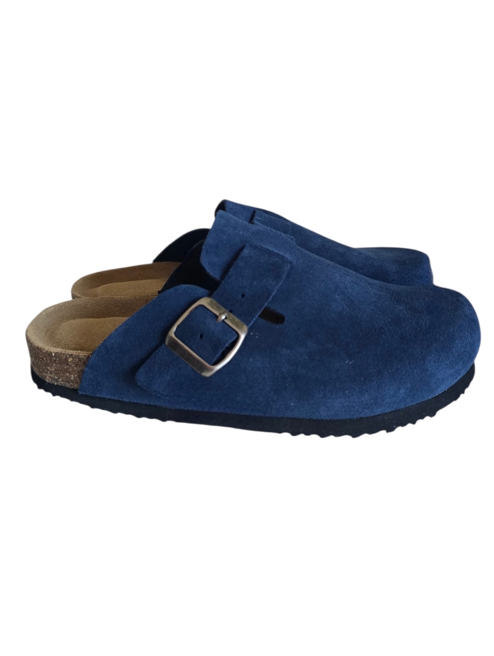 New 🤎 Emma New York Women's Nina Navy Suede Leather Cork Footbed Clogs - Picture 8 of 16